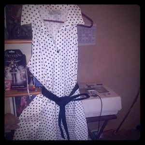 Cute white abs black polka dotted dress